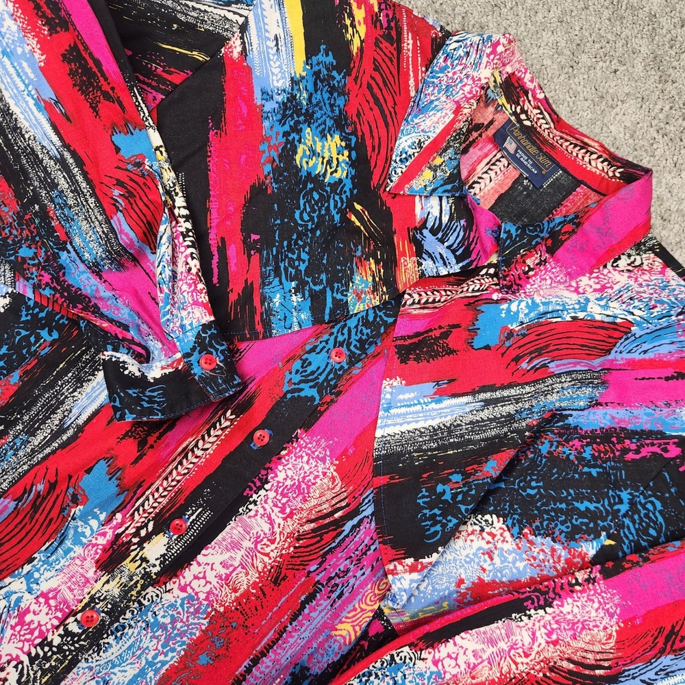 Vtg Panhandle Slim 80s 90s Abstract Blouse Womens XL Oversized Vented Caped USA